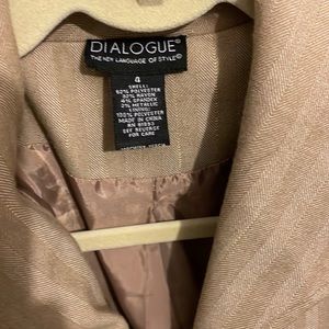 Blazer dress pants. Tan with gold pin lines size 4 zip up blazer and pants